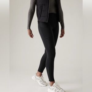 Athleta Delancey Moto Tight Stretch Leggings Zipper Pockets Size S Black